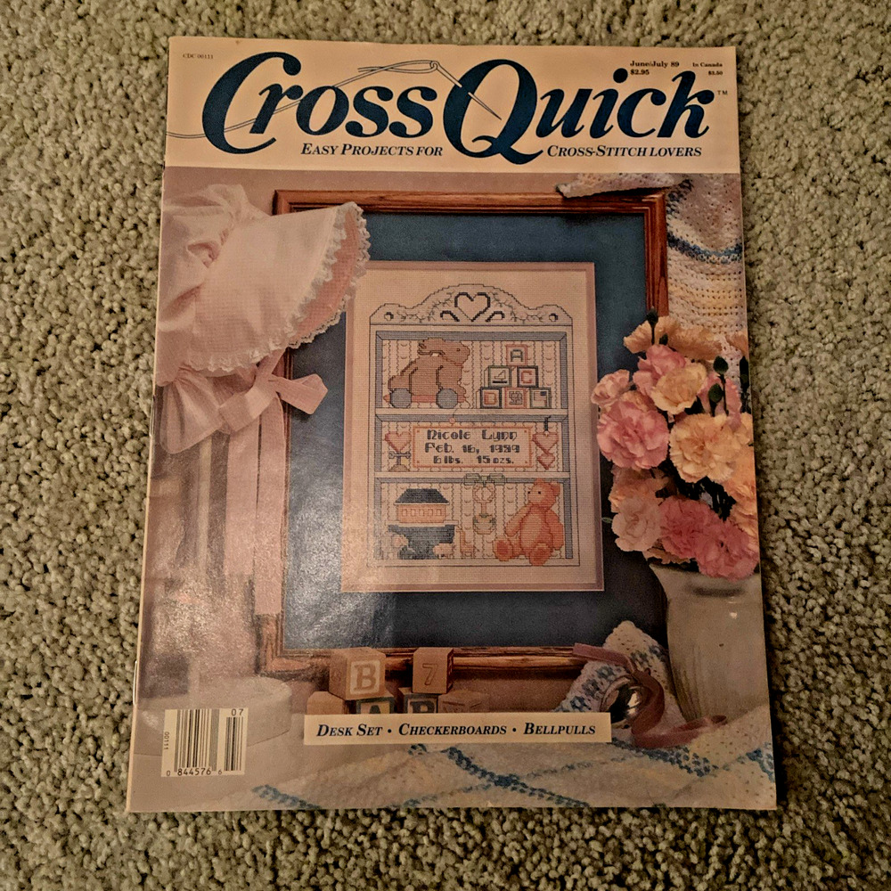 Cross Quick Cross Stitch magazine June/July 1989 vol I NO. 5 sampler country